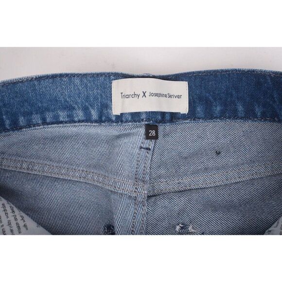 Triarchy Josephine Skriver Two Tone Denim Jean Shorts Indigo M EU 28 JSXT002 New - Picture 8 of 8